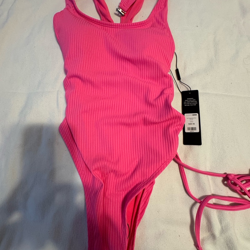 Vibrant Pink Ribbed Swimsuit